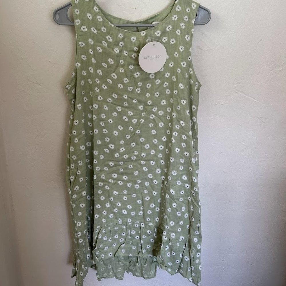 NEW with Tag - Green and White Floral Mini Dress